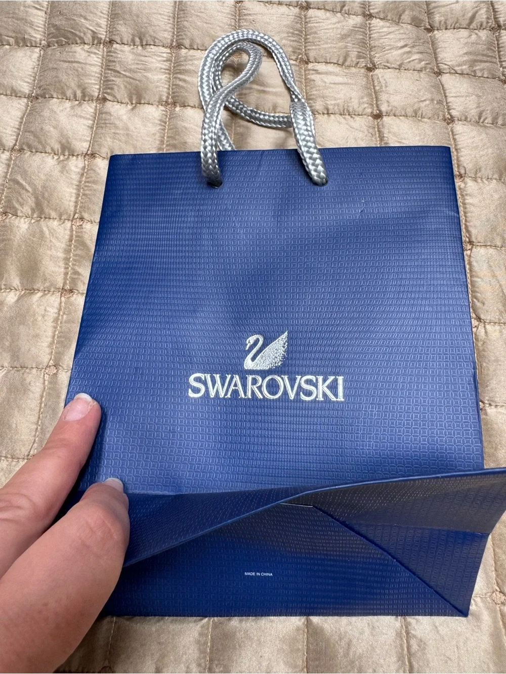 Swarovski Deep Blue Gift Bag with Silver Rope Handles